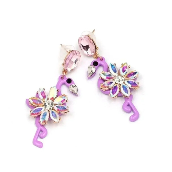 NEW! Dainty “Fla-Mingle” Crystal Drop Earrings 🦩 - Picture 2 of 5
